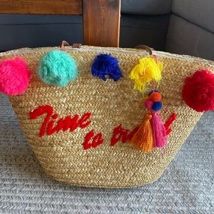 Pom Pom Beach Bag “Time to Travel”